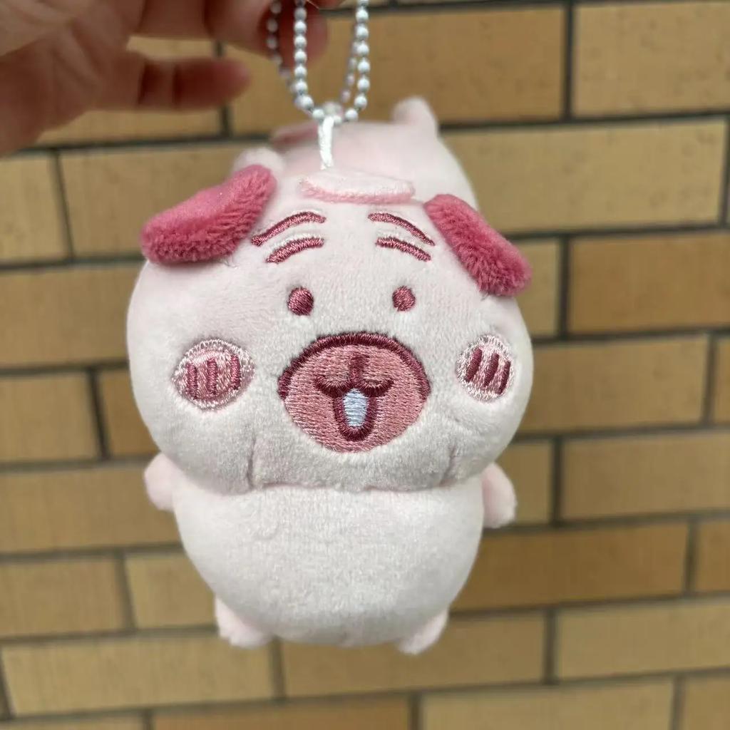 Japanese Nagano No Kuma Joke Bear Pink Pug Cotton Doll Anime Plush Toy Keychain Bag Pendant  Cute Doll Girls Kawaii Gift