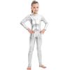 Copii Strălucitor Metalic O Bucată Mânecă Lungă Corp Întreg Gimnastică Balet Dans Leotard Salopetă Fete Elastic Unitard Îmbrăcăminte de Dans