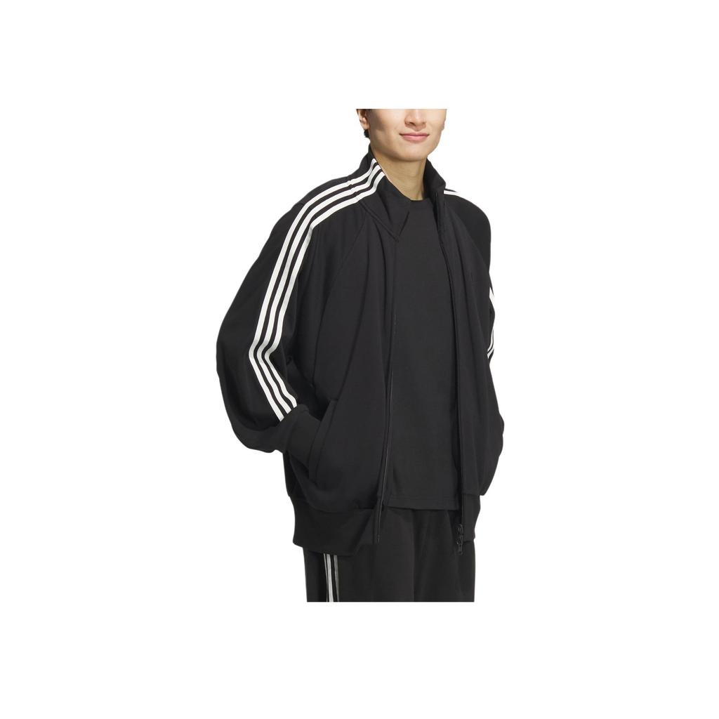 Adidas 3-Stripes Knit Track Top Retro Sports Stand Collar Casual Side Stripe Jacket Unisex Jacket Black JI6649