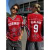 26 T-shirt Estiva Norvegia Fan di Haaland N.9 T-Shirt Donna Maglia Moda Abbigliamento Sportivo Allenamento Sportivo T-shirt Genitore-Figlio