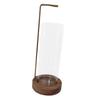 Incense Burner Holder Wooden Base Unique Design Ornament Glass Censer Clear