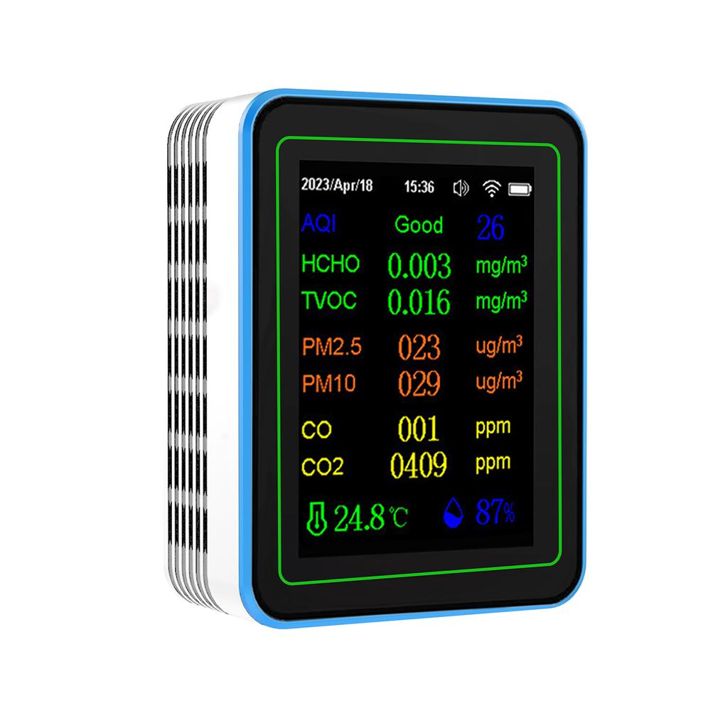 WiFi 12 In 1 Air Quality Detector Carbon Dioxide Detector with Time Date Display AQI PM2.5 PM10