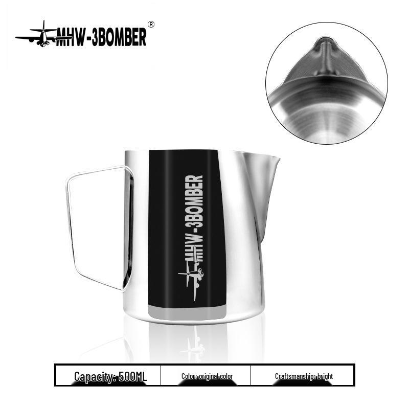 Bomber Latte Art Pitcher - Stainless Steel Milk Frothing Cup for Barista