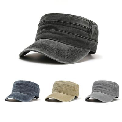 Militärische Kadettenkappe für Männer Frauen Unisex Gewaschene Baumwolle Flachkappe