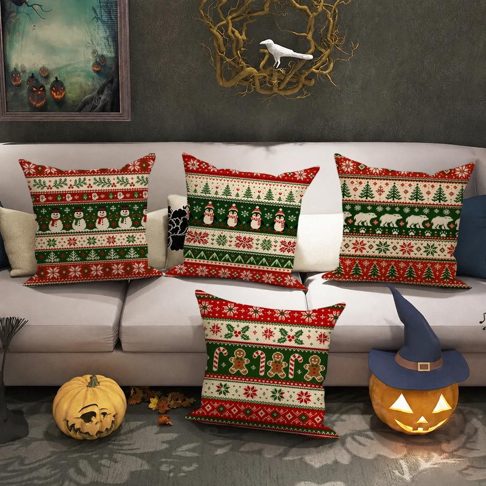 Nordic Halloween Gift Cushion Cover Halloween Rustic Throw Pillow Covers, Cute Ghost Pumpkin Maple Leaf Cushion Covers