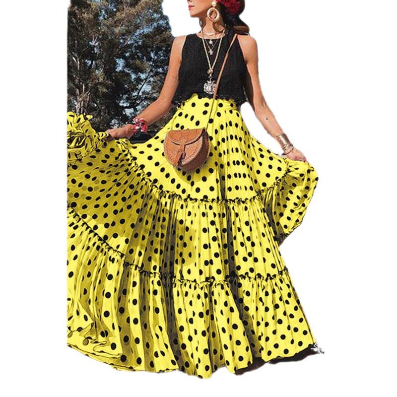 Fashion and Sexy European & American Style Women's Polka Dot Summer Casual Long Skirt