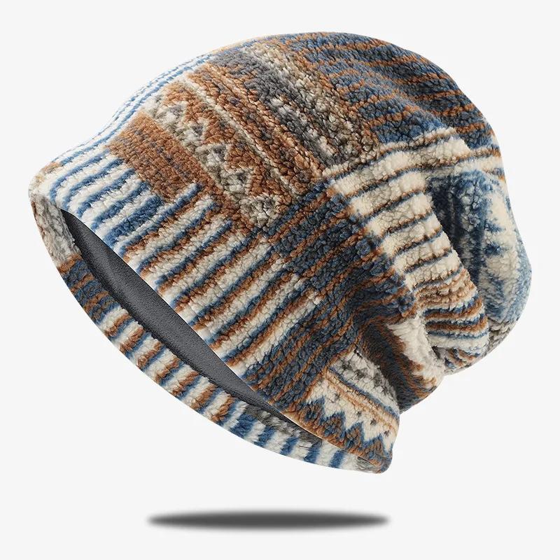 Winter Colored Hat For Men And Women Plus Velvet Warm Knit Hats Windproof Ear Protection Hooded Outdoor Riding Cold Hat Cold Hat