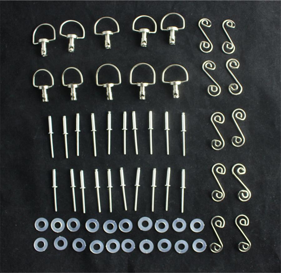 10 Sets Universal 1/4 Turn Quick Release Fasteners Turn Race Fairing Quick Release Romoval Fasteners Silver