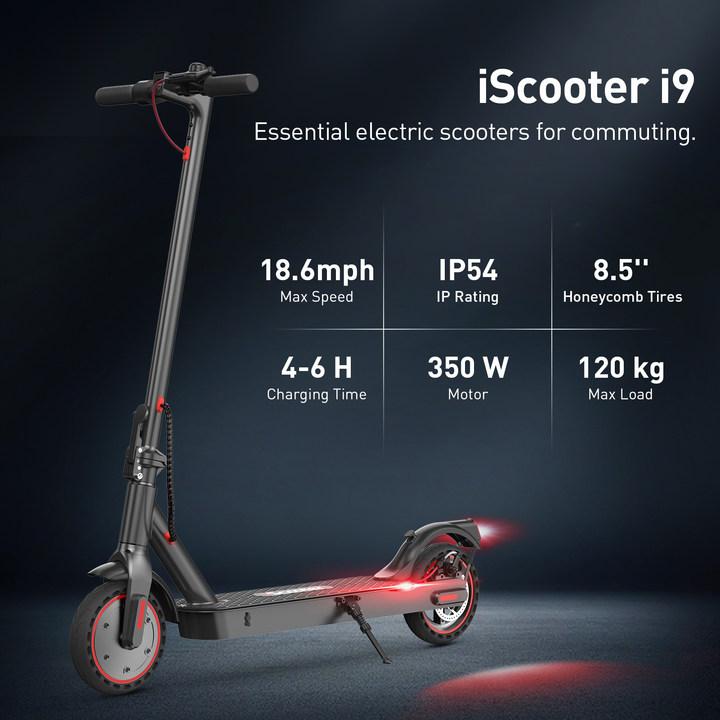 IScooter i9 Trottinette Électrique Pliable Moteur 350W Batterie 36V7.5Ah Vitesse Max 30km/h Pneu Nid d'Abeille 8.5 Pouces