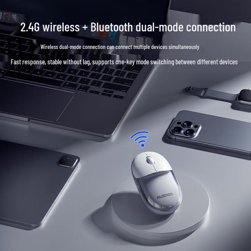 AUSDOM F01 Dual-Mode Transparent Wireless Mouse