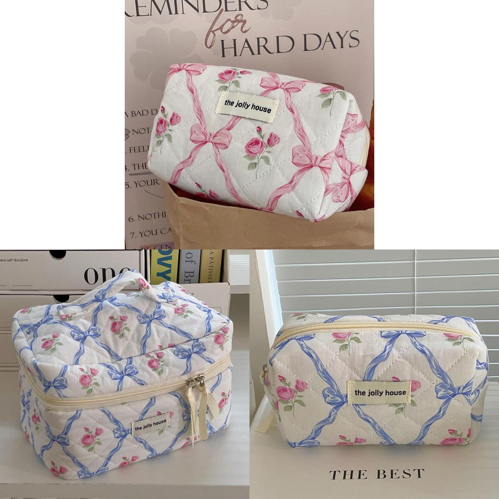 Vintage Butterfly Bow Flower Toiletry Bag With Soft Polyester Material For Daily Use