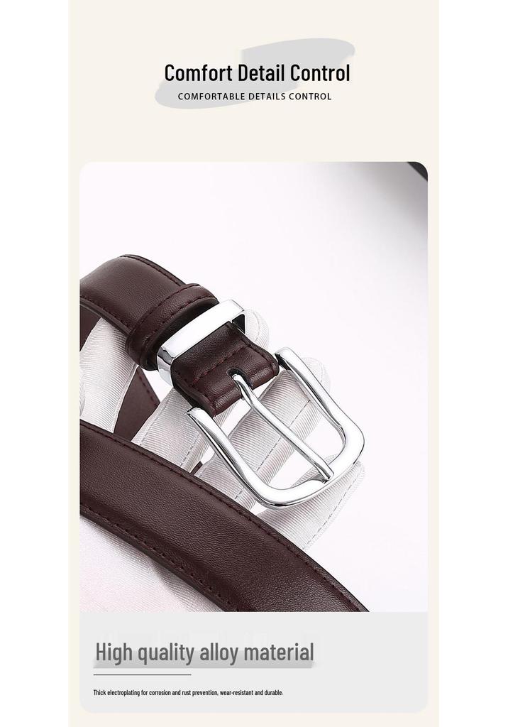 Women's Genuine Cowhide Leather Belt with Square Silver Buckle - Minimalist and Versatile Fashion Accessory