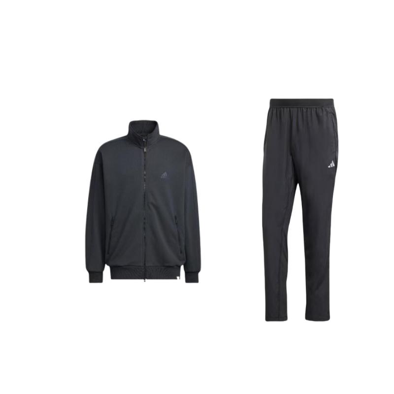 

Adidas Logo Letter Zipper Long Sleeve Straight Leg Mid Waist Casual Sports Suit Men suits Black IP4472+IK3464 S