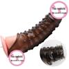 Crystal Penis Sheath: Essence Lengthening, Thickening with Textured Dildo for Couples' Delay