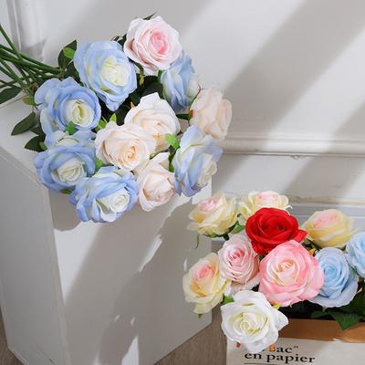 Silk Flower 8cm Simulated Flower Blue Rose Cloth Decorative Rose For Valentine'S Day Photography Event Decor