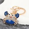 Keychain Pendant Sparkling Rhinestones Inlaid Crab Design Key Holder with Lobster Clasp Lightweight Car Bag Accessory