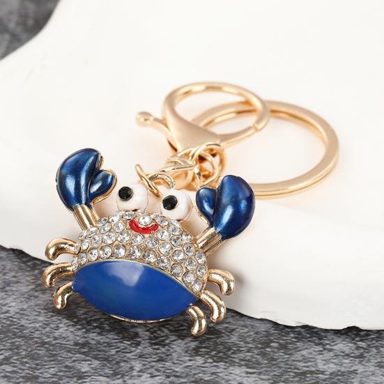 Keychain Pendant Sparkling Rhinestones Inlaid Crab Design Key Holder with Lobster Clasp Lightweight Car Bag Accessory