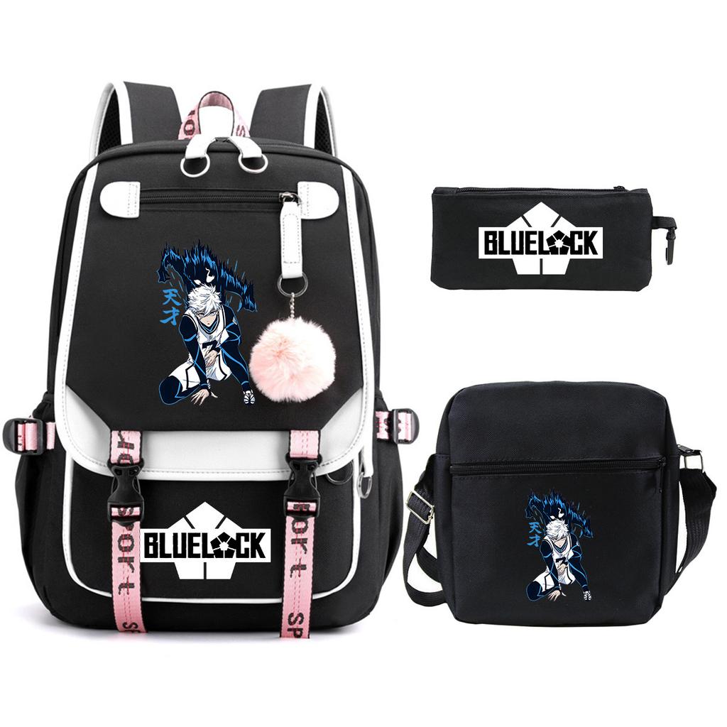 Trend Campus Primary And Secondary School Student School Bag Blue Prison Blue Lock Peripheral Animation Backpack Pencil Bag
