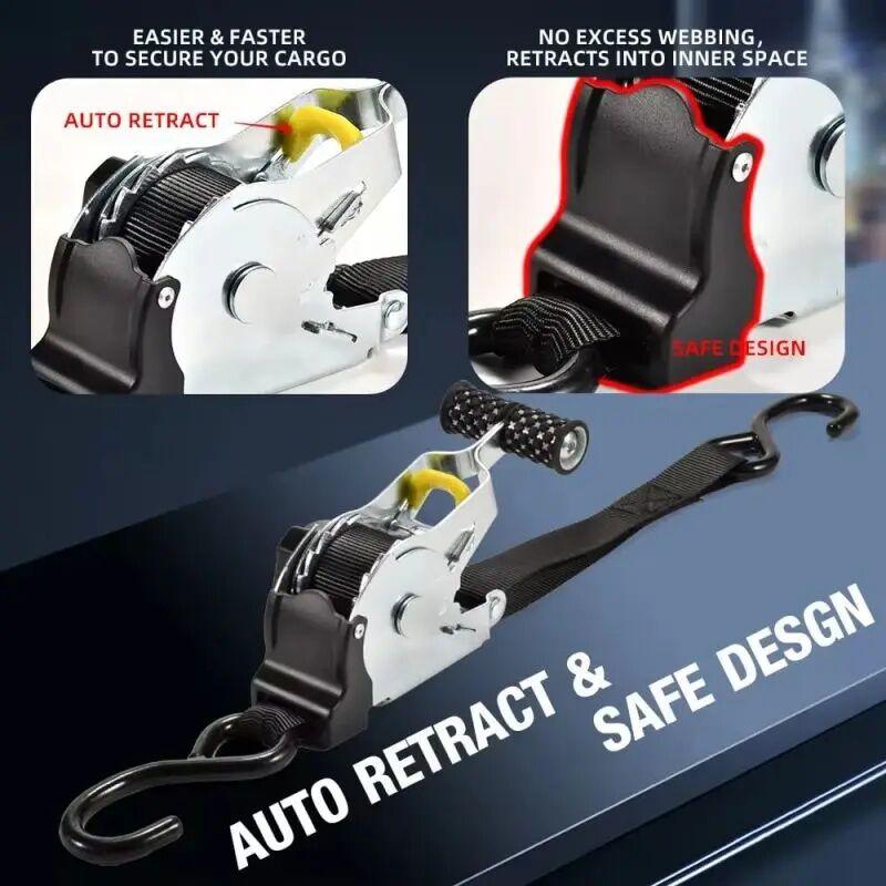 Retractable Auto Ratchet Strap Automatic Shrink Bundle Tape Retractable Belts For Motorcycles Convenience Luggage Straps