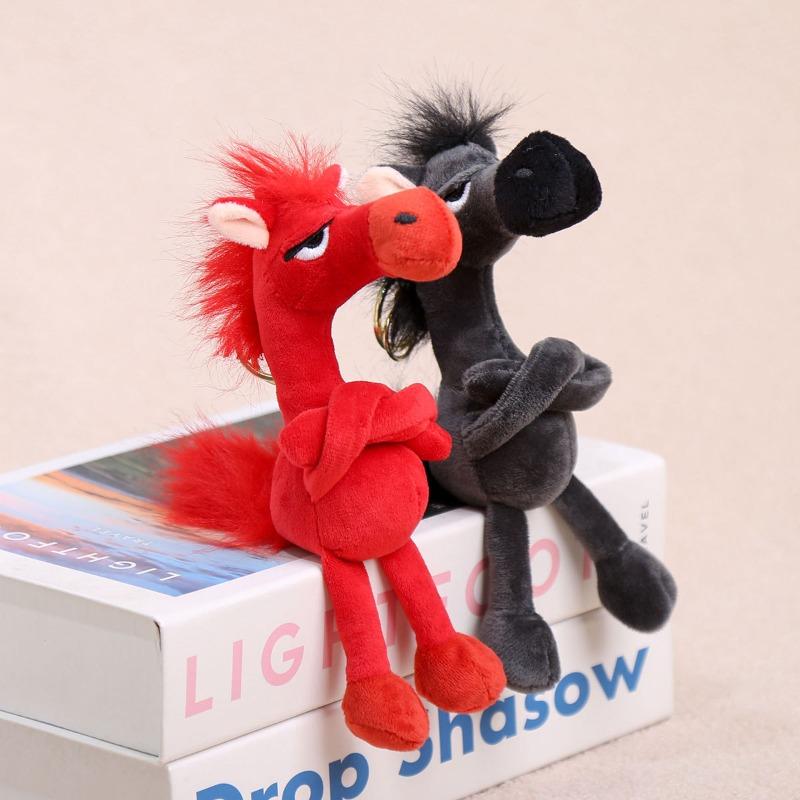 New Year Horse Mascot Toys Keychain Cartoon Horse Pendant Plush Doll Soft Stuffed Animal Horse Doll Bag Pendant Gilrs Gifts