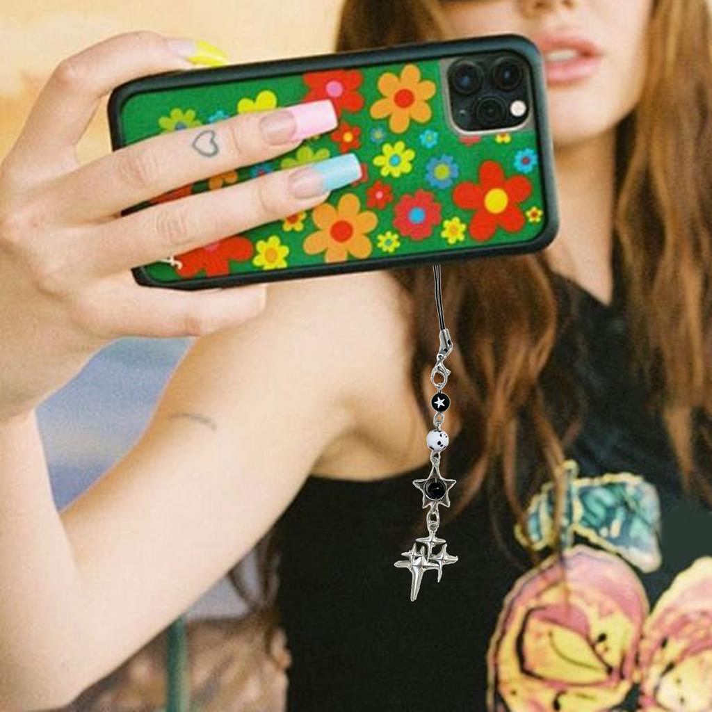 Stylish Beaded Star Phone Chain Multifuntional Beads Accessory Keyring Decors Phone Strap for Fashion Enthusiasts