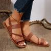 2024 Hot Selling Women's Sandals Daily Sandals Temperament Women's Thin Strap Solid Color Flat Bottom Large Size Sandals