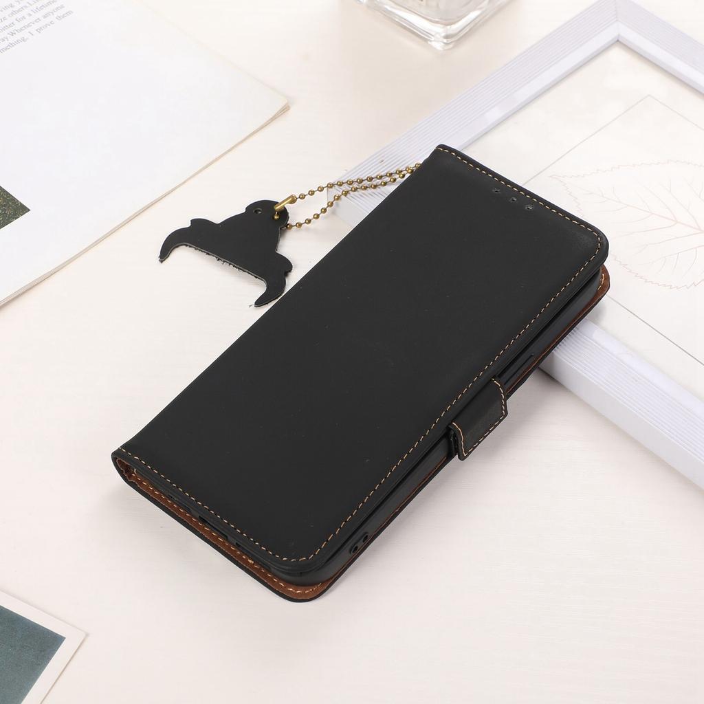 For Samsung Galaxy M35 5G Wallet Case Anti-Drop Genuine Cow Leather Phone Cover RFID Blocking