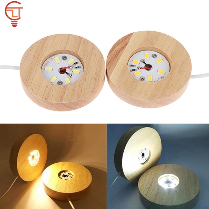 Wood Light Base Rechargeable Remote Control Wooden LED Light Rotating Display Stand Lamp Holder Lamp Base Art Ornament New