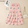 ZANZEA Women Casual Elastic Waist Loose Floral Print Skirts