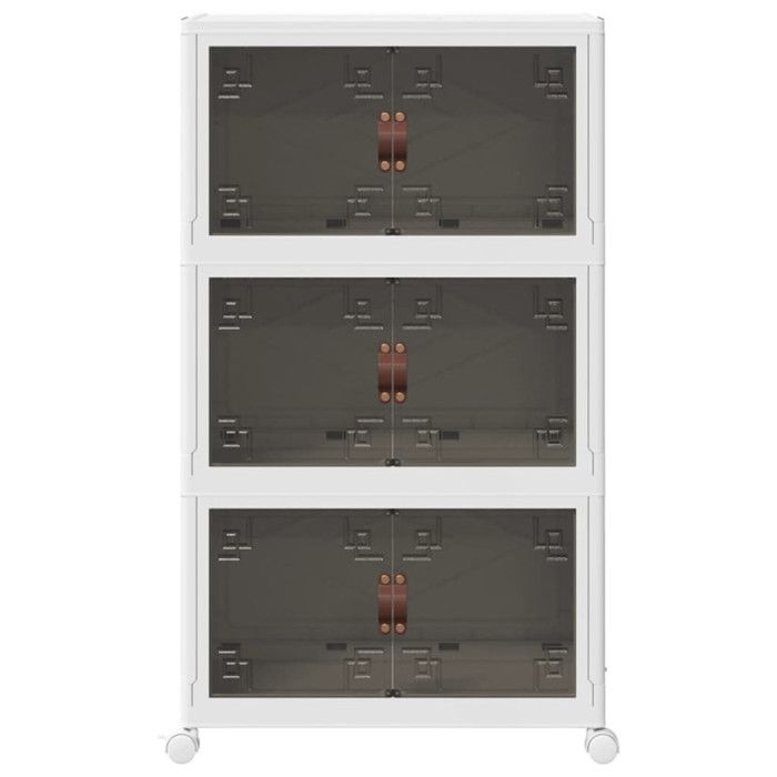 Boîte de rangement empilable avec roues à 3 niveaux 75 L