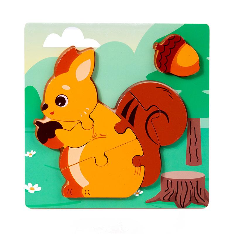 Holz Kinder 3-6 Jahre alt Cartoon dreidimensionales Puzzle Früherziehung Tier Lebensmittelpaarung Früherziehung Lernspielzeug