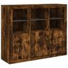 Sideboards with LED Lighting 3 pcs Smoked Oak Wood Based Material