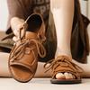 Men Handmade Simple Flats Brown Sandals Summer Roman Sandals Black white Leather Beach Shoes Plus Size