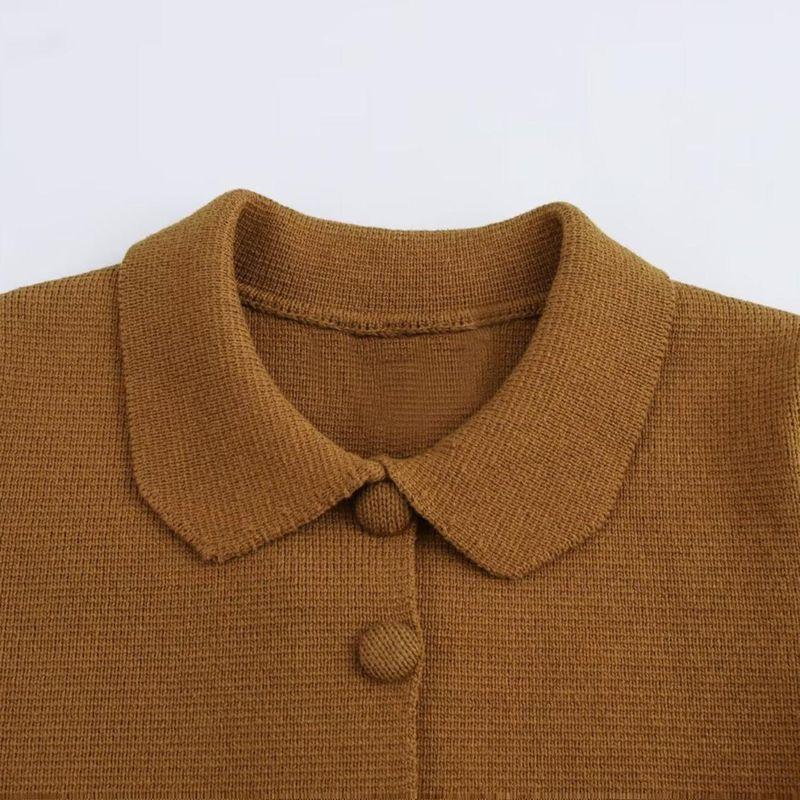 Kaslead New Women Clothes Western Style Short Skirt Hem Temperament Short Sleeve Knitted Outerwear 2142012