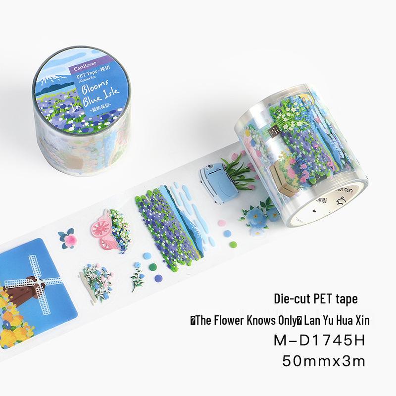 

Letter Lover Floral Scenery Die-cut PET Tape for Journals and Collages
