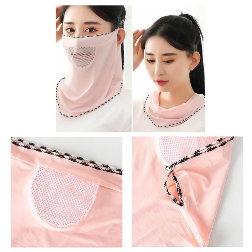 Ice Silk Mask Summer Breathable Mesh Cycling UV Protection Bandana Mask Moister Wicking Outdoor Neck Gaiter Women Face Cover