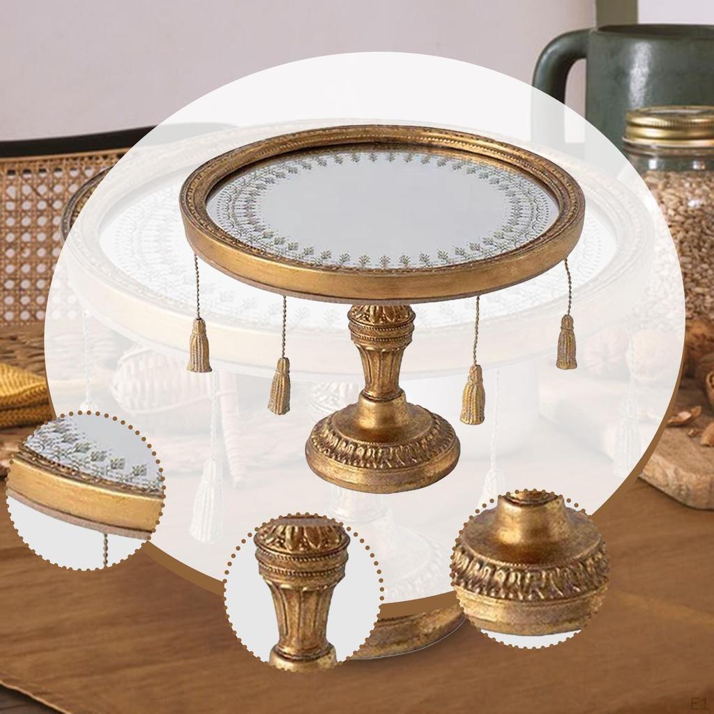 Dekorativ Spegelbricka Speglad Antik Centerpiece Rund Sminkbord Sminkorganisatör för