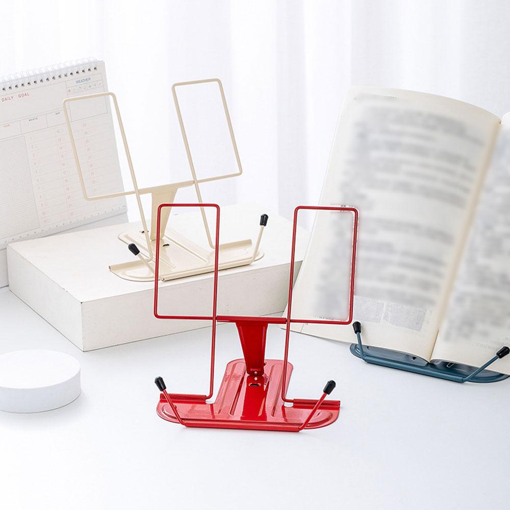 Adjustable Desk Book Stand Cookbook Holder Portable Bookrest Non-Slip Page Clips for Thick Book Cookbook Textbook Recipe