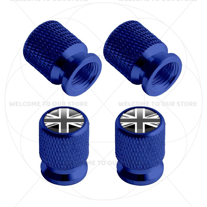 Für Schweden Schwedische Flagge Union Jack Großbritannien Flagge KDCM3 Emblem 4 Stück Aluminium Motorrad Auto Reifenventilkappen Radventil Staubkappen