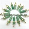 Colorful Hexagonal Gemstone Pendant Necklace with Gold Alloy Cap