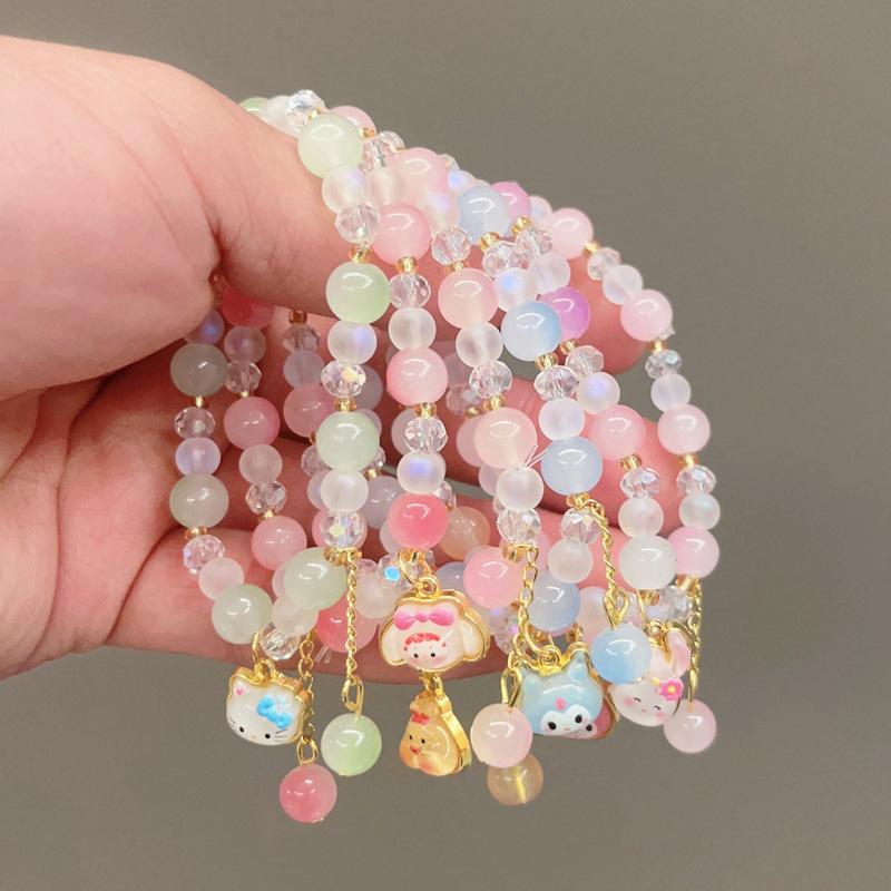 Cartoon Cute Sanrio  Bracelet Girls Kawaii Bracelet Creative Hello Kitty Beaded Bracelet Girl Gifts