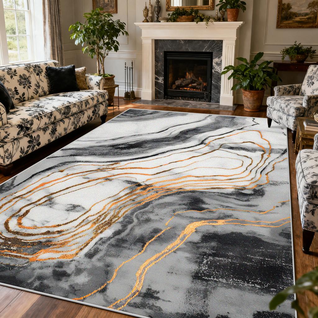 Light Luxury Marble Style Carpet Large Area Living Room Lounge Decoration Rug 200×300cm European Style Bedroom Soft Floor Mat