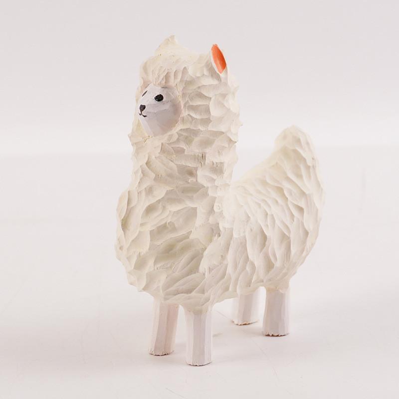 Cute Alpaca Wooden Carving Decor For Home Gift And Birthday Celebration