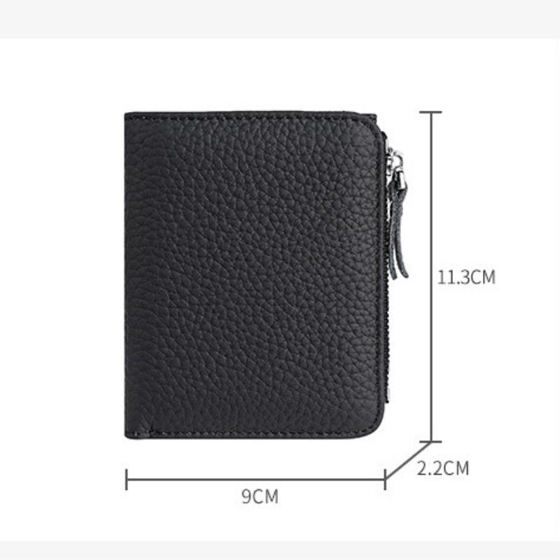 Japanese Style Fashion Ultra Thin Short Purse Large Capacity Women RFID Real Leather Wallet Zipper Coin Card Purse