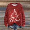 Ladies' Fashionable Casual Long Sleeved Beautiful Christmas Tree Print Round Neck Yarn Knitting