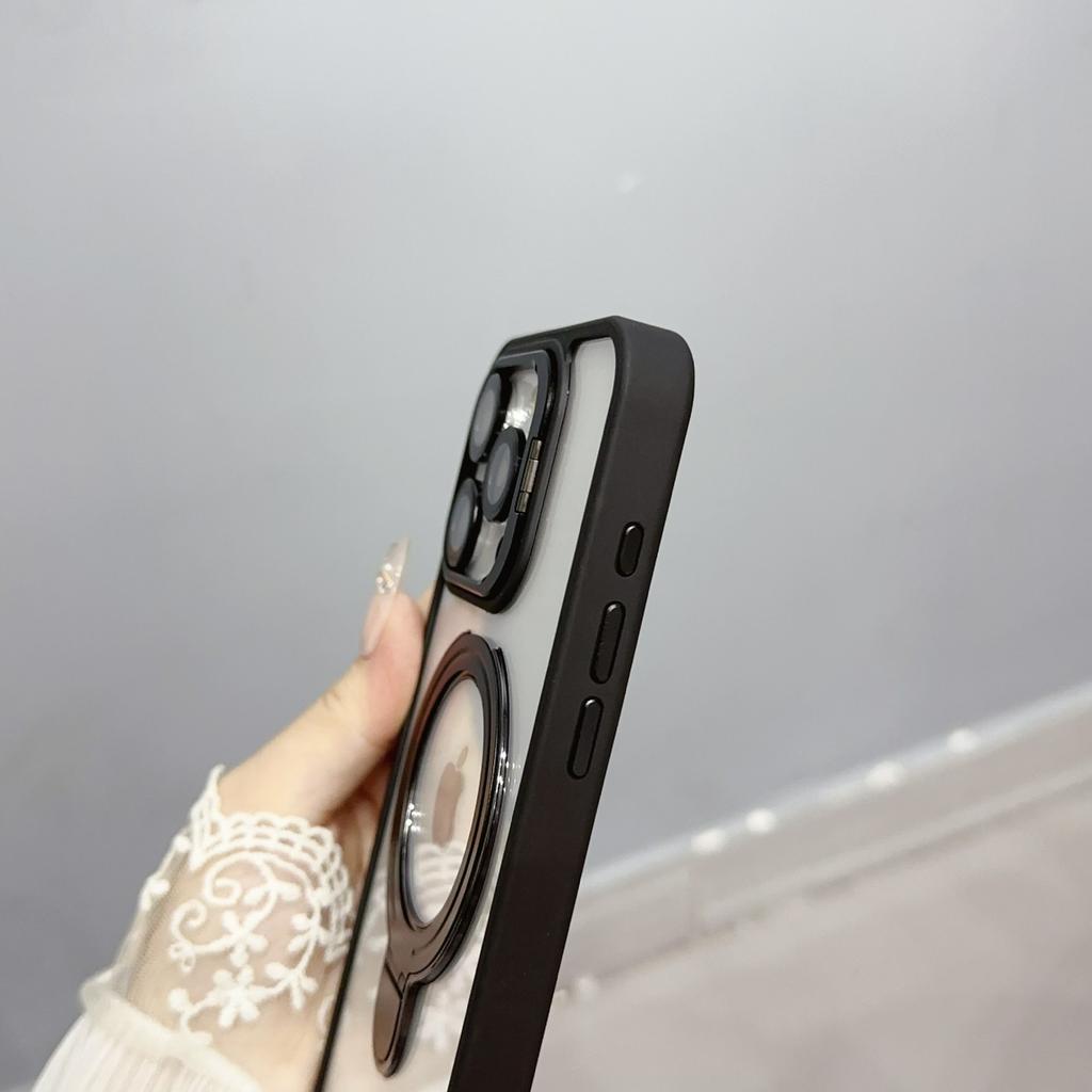 For iPhone 15 Pro Max Case Dual Kickstand Acrylic+TPU Phone Case Compatible with MagSafe