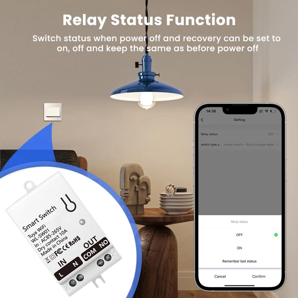 Tuya Smart Dry Contact Zigbee WiFi Switch Module Smart Home DIY Breaker Relay DC 8-40V AC 85-265V Works with Alexa Google Home