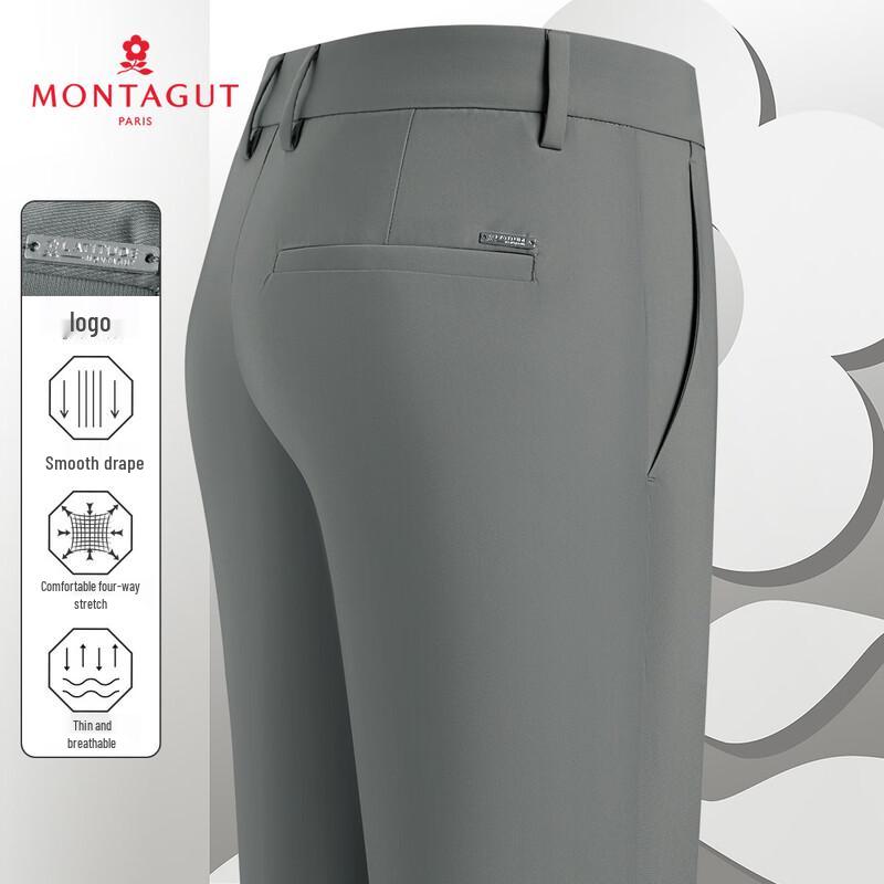 MONTAGUT Men's Smooth Four-Way Stretch Straight-Leg Casual Pants