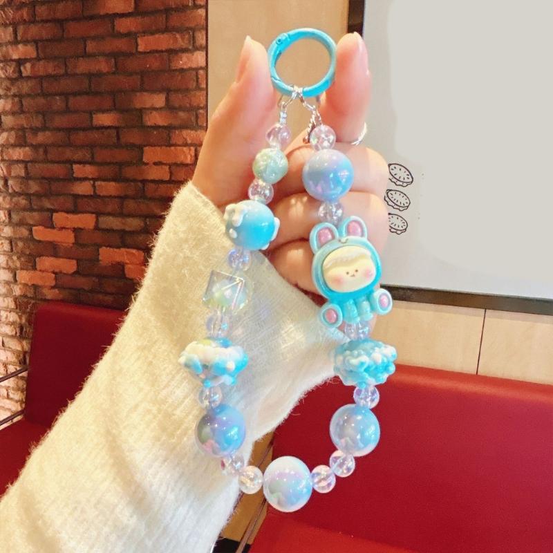 Beaded Phone Bracelet Strap,Phone Beaded Wrist Strap Phone Bracelet Lanyard for Women Phone Keychains Charm
