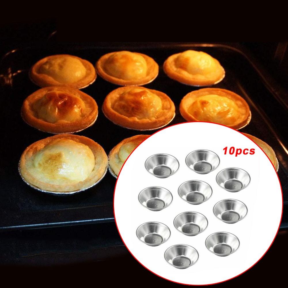 10x Aluminum Cup Cake Muffin Cupcake Egg Tart Molds Baking Tool Tin Pan Silver